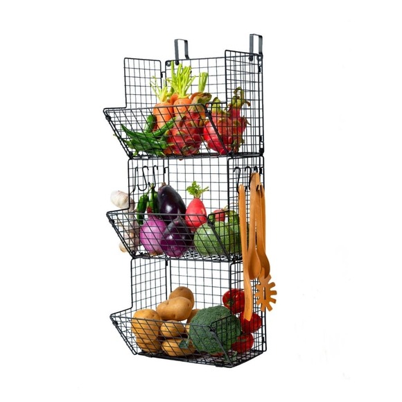 3 Tier Black Wire Basket Organizer - Picture 1 of 4